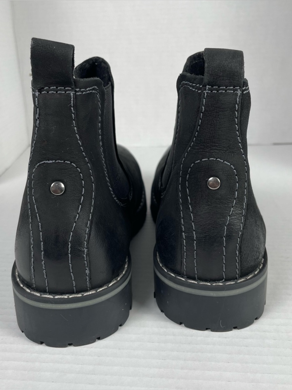 Earth Ranger Renier Chelsea Boots Women’s 8.5 Black Nubuck Leather Chunky Lug - Picture 7 of 14